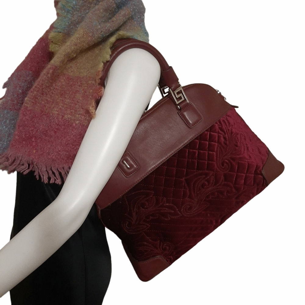 VERSACE Vanitas Athena Quilted Velvet Satchel - Picture 3 of 12